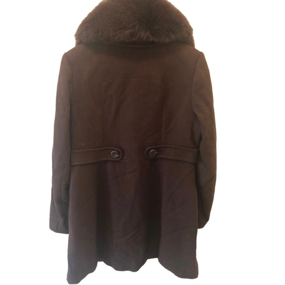 1 Madison Penny Lane Luxe Coat M Genuine FOX FUR Collar Double Breasted Belted - Picture 9 of 15